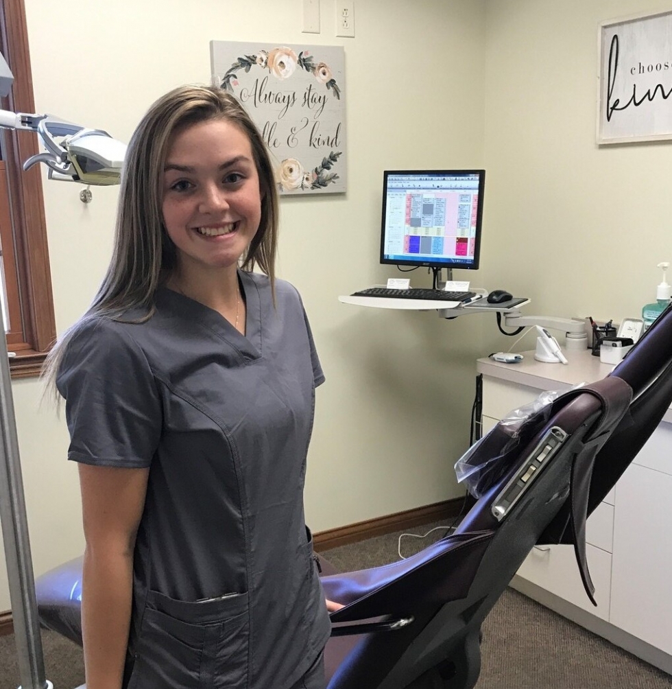 girl wearing scrubs